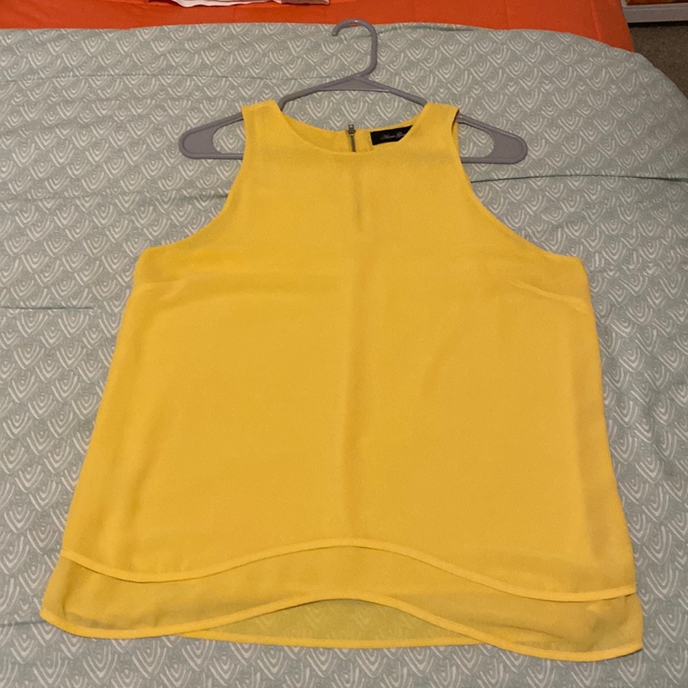 Yellow Crepe Tank with Back Zipper